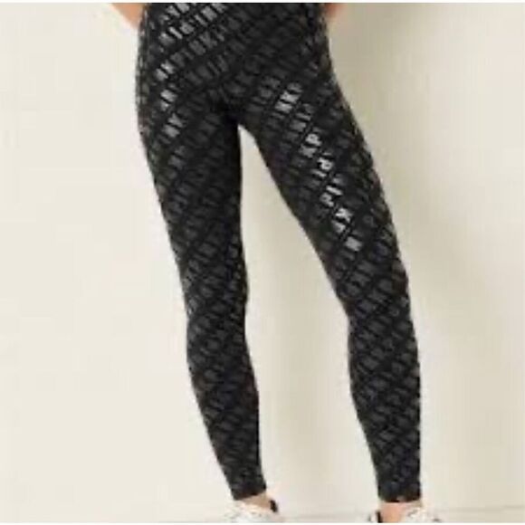 Vs Pink Leggings xxl wet look shiny logo faux leather shimmer - Picture 1 of 6